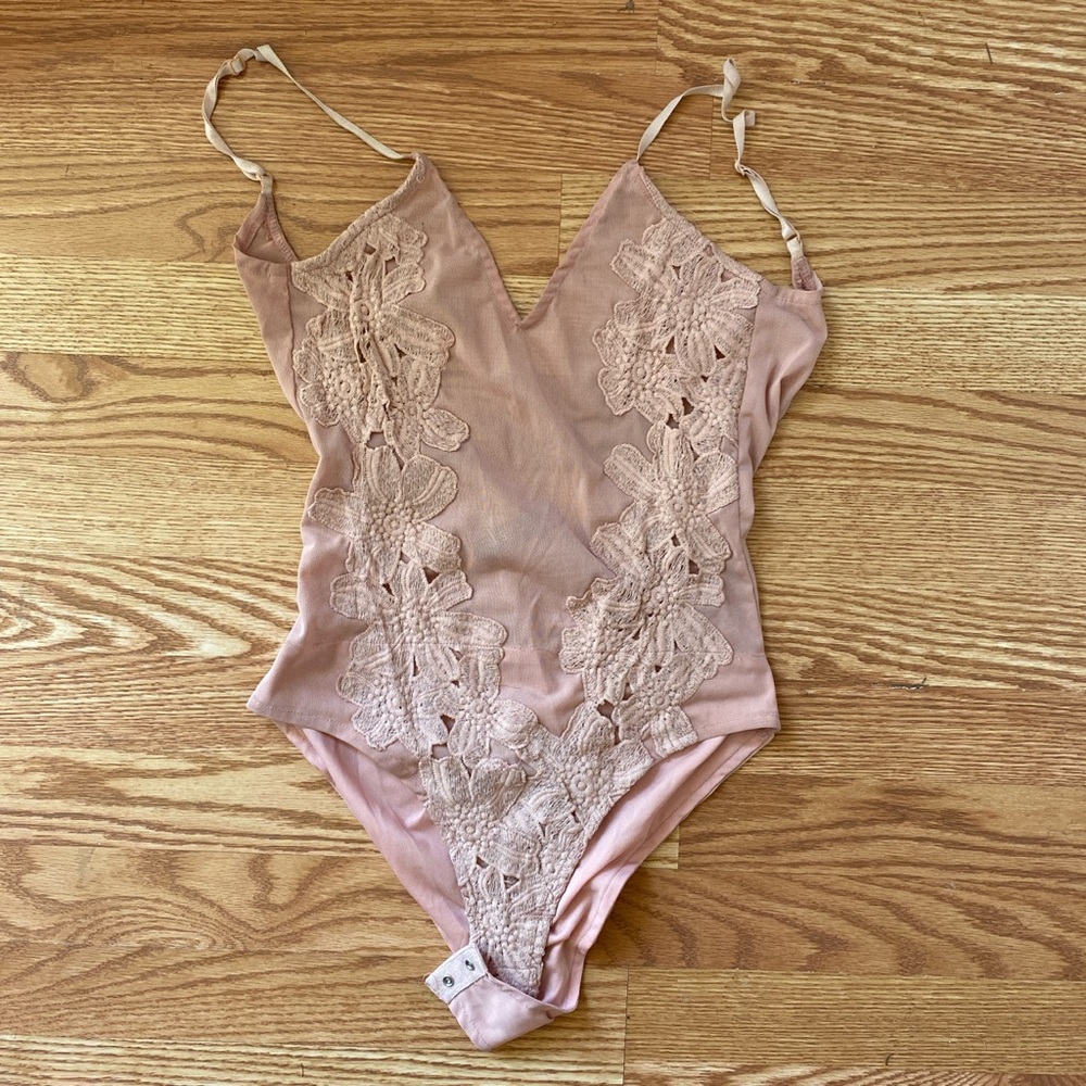 Pink Flower design Body Suit S/M